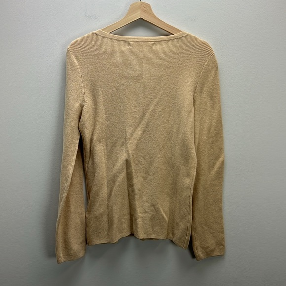 One Grey Day Ribbed Henley Top Cotton Tan Stretchy Sweater Large Revolve New NWT - Picture 6 of 8